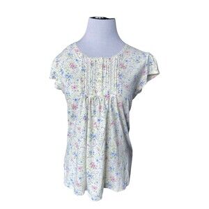 Womens Y2K Floral Coquette Babydoll Top Size S Pastel Lace Cottagecore Fairycore